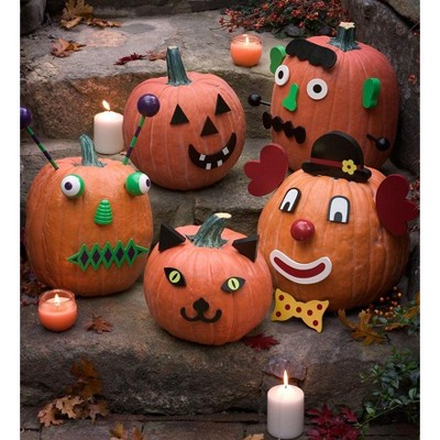 Hearthsong Colorful Wooden Face Pumpkin Decorating Kit For Kids : Target