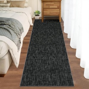 Acekool 5x7 Machine Washable Rug, Modern Non-Slip Minimalist Area Rug, Stain Resistant, Foldable Neutral Accent Carpet for Living Room, Black - 1 of 4