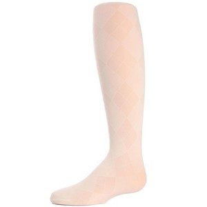 Memoi Girls' Sheer Argyle Nylon Tights Ivory 12-14 - 1 of 2