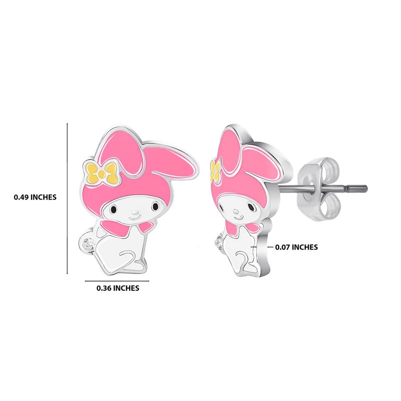 Sanrio Hello Kitty My Melody Brass Flash Plated Enamel and Cyrstal Stud Earrings, 4 of 5