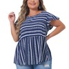 Agnes Orinda Women's Plus Size Boho Floral Printed Round Neck Butterfly Sleeve Babydoll Blouses - 2 of 4