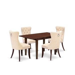 5-Piece Mahogany Finish Solid Wood Top - Rectangular Upholstered Dining Room Set  - Seats 4 - 1 of 4