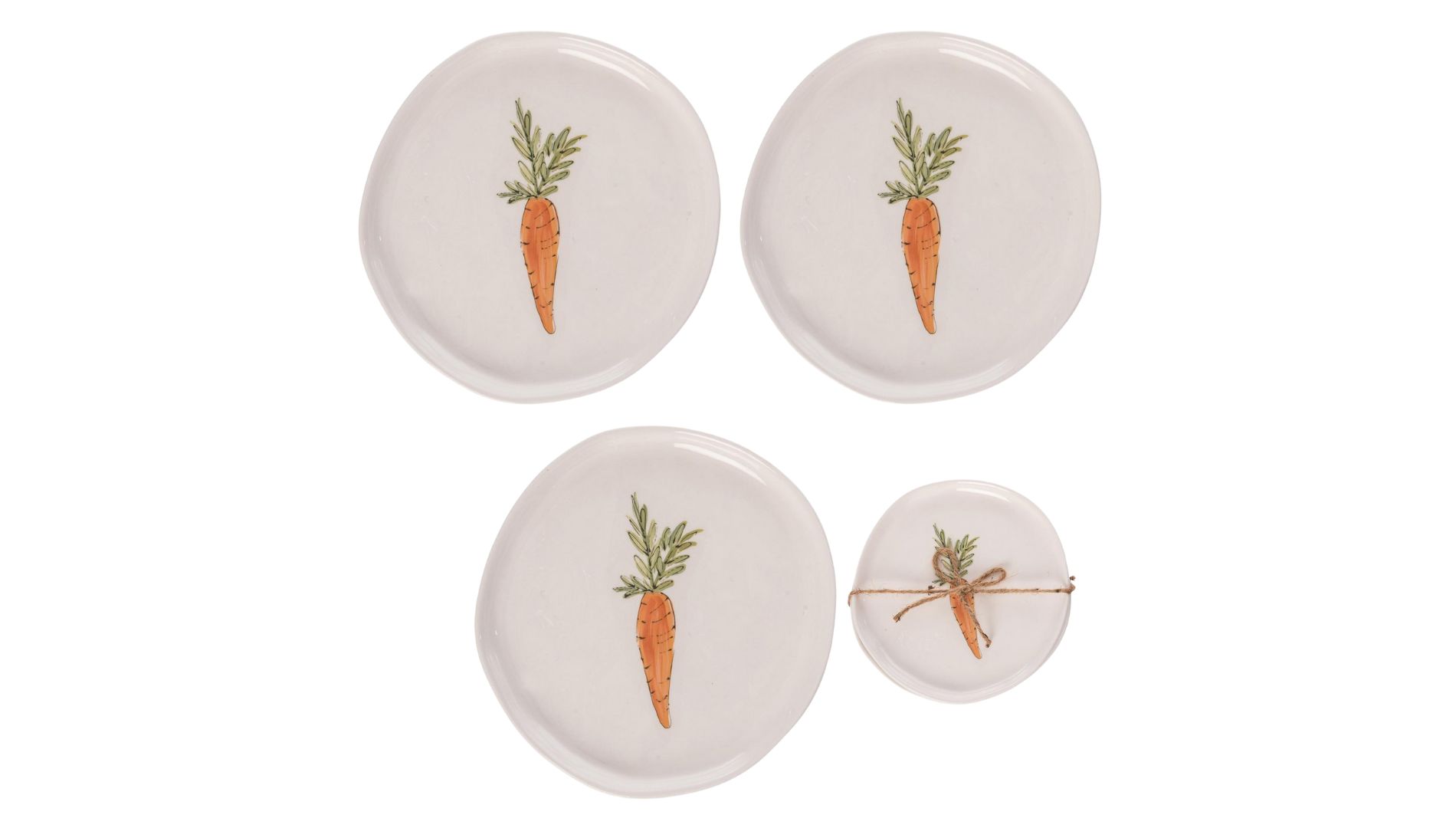 Transpac Carrot Tidbit Plates Set of 3 - Easter Appetizer Ceramic