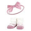 Hudson Baby Infant Girl Headband and Socks Giftset, Burgundy Pink Teal, One Size - 3 of 4