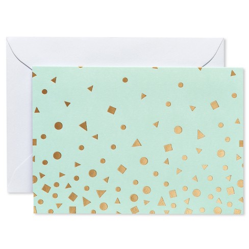 24ct Blank Cards With Envelopes Golden Dots Light Green/white/gold
