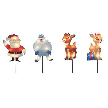 Northlight Set of 4 Lighted Rudolph and Friends Christmas Pathway Markers - Clear Lights