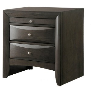 1Pc Contemporary 2 Drawer Nightstand End Table Jewelry Tray Gray Finish Solid Wood Wooden Bedroom Furniture - 1 of 4