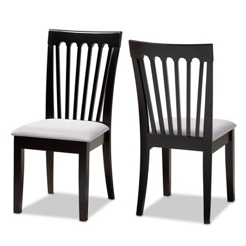 Set of 2 Minette Dining Chair Gray/Espresso - Baxton Studio: Solid Wood Frame, Foam-Padded, Modern Design - image 1 of 4