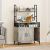 Garvee Cat Litter Box Enclosure with Shelf Storage, Hidden Litter Box Furniture, Wood Cat Washroom Storage, Indoor Cat House Furniture, Gray - 2 of 4