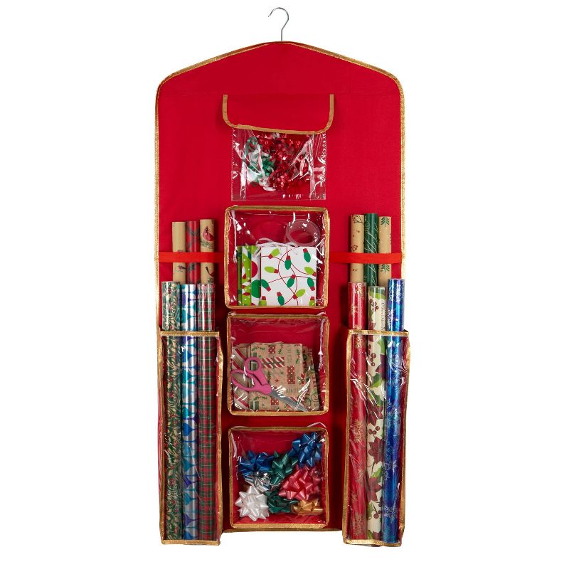 Holiday Hanging Gift Wrap Organizer with 4 Front Pockets - Simplify, 1 of 7