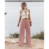 Coolmee Women's High Waisted Cotton Linen Palazzo Pants Wide Leg Long Lounge Pant Trousers with Pocket - 4 of 4