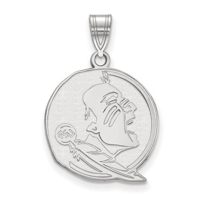 Black Bow Jewelry 10k White Gold Florida State Seminoles NCAA Large Pendant