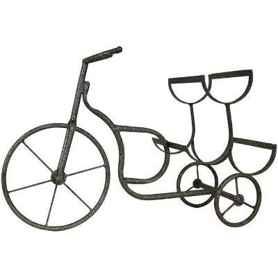 LIVEVIE Classic Vintage Bike Delivery Style Wine Rack Freestanding Wine Holder for 3 Bottles - Countertop Tabletop Wine Organizer