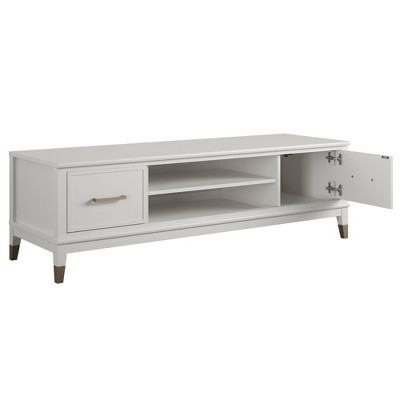 Westerleigh Crisp White 66" TV Stand with Gold Accents
