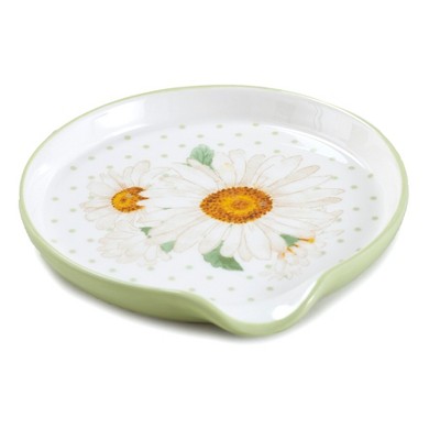 Lakeside Daisy Spoon Rest with Floral Accent Pattern for Kitchen Countertop