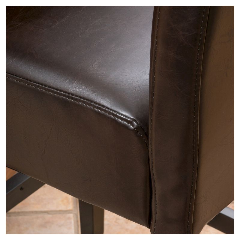 Set of 2 26&#34; Portman Bonded Leather Counter Height Barstool Brown - Christopher Knight Home, 5 of 8
