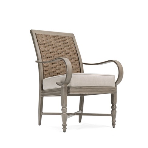 saylor 2pk wicker outdoor dining arm chair with outdura remy sand