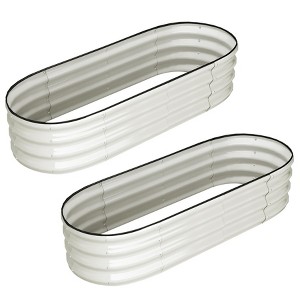 GustoWave 2 Pcs 4.5x2x1ft Galvanized Raised Garden Bed Outdoor,Planters for Outdoor Plants,Open-Ended Base Planter Raised Boxes,Oval Metal Planter Box - 1 of 4