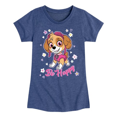 Girls' - Paw Patrol - Skye Be Happy with Flowers and Hearts Fitted Short Sleeve Graphic T-Shirt - image 1 of 4