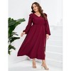 YESFASHION Women's Plus Size Fall Dress with Pocket Long Sleeves V Neck Side Split Long Maxi Dress - 2 of 3