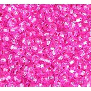 John Bead Czech Glass Seed Beads 6/0 (500g) Silver Lined Dyed Fuchsia - 1 of 2
