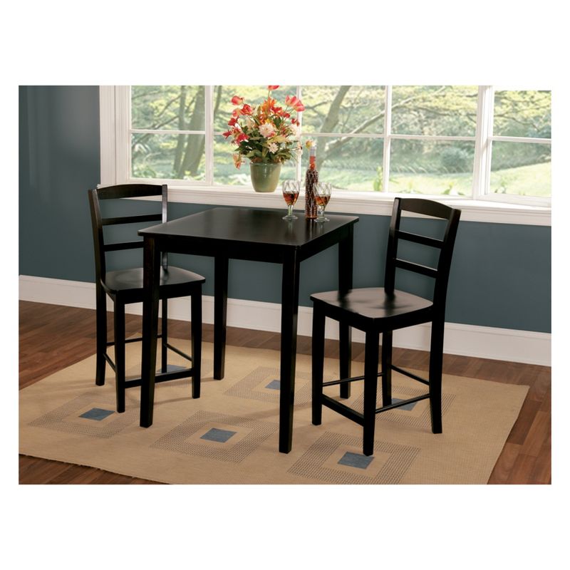 Set of 3 30&#34; Square Counter Height Table with 2 Madrid Dining Sets Black - International Concepts, 3 of 9
