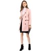 Allegra K Women's Elegant Notched Lapel Double Breasted Long Sleeve Winter Overcoat - 3 of 4