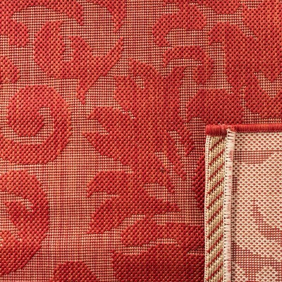 Burnt Orange Low Pile Synthetic Outdoor Runner Rug