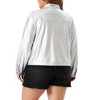 Agnes Orinda Women's Plus Size Christmas Metallic Biker Moto Holographic Shiny Party Fashion Jackets - 4 of 4