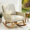 Contemporary Minimalist Chair, Patio Rocking Armrest Sofa, Patio Wicker Rocking Chaise with Polyester Cushions and Wooden Frame-Coolbibila - 2 of 4