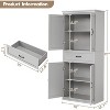 70" Tall Kitchen Pantry Cabinets, with 4 Doors, 2 Adjustable Shelves, 1 Drawer, Freestanding Cupboard, Modern Storage Cabinet, for Dining Room, Gery - 2 of 4