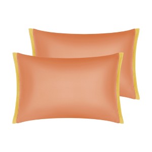 Unique Bargains Envelope Closure Cooling Soft Satin Polyester Pillowcases Queen 20"x30" 2 Pcs - 1 of 4