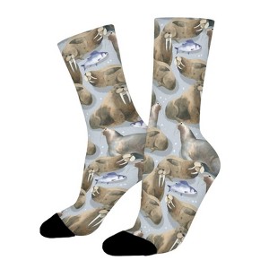 Walrus Women Printed Crew Socks Funny Funky Socks Soft Polyester Novelty Gifts for Artists Men - 1 of 1