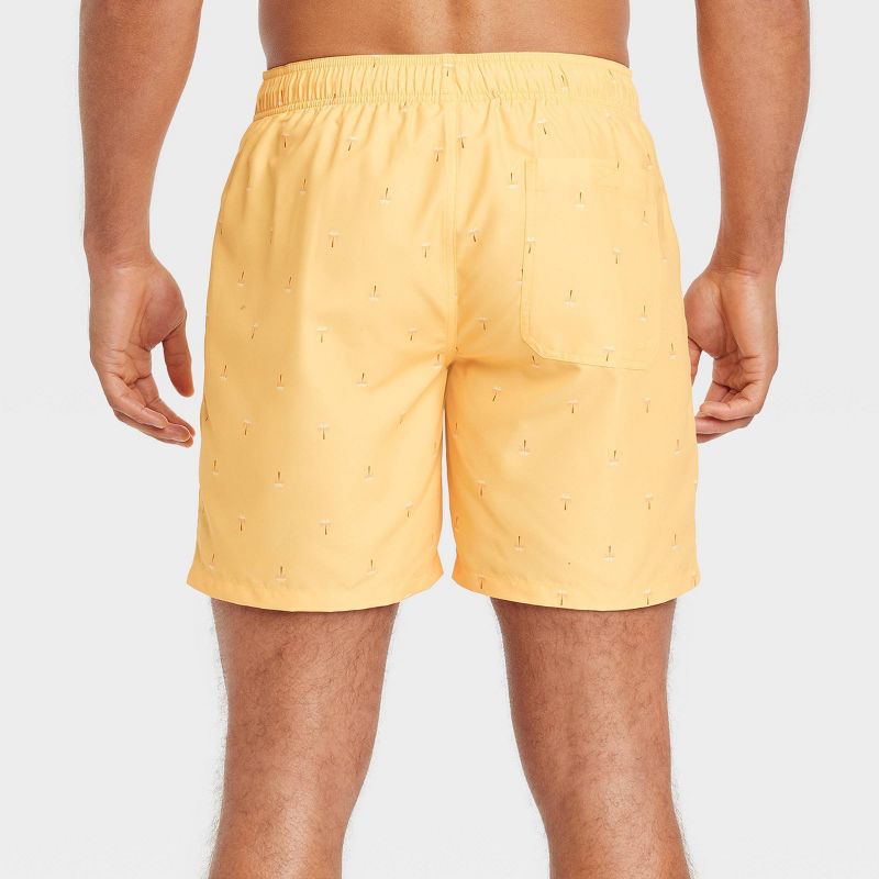 Men's 7" Palm Print Swim Shorts - Goodfellow & Co™ Yellow, 3 of 5