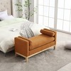 GDFStudio Julian Elegant Upholstered Boucle 53.5" Ottoman with Bolster Pillows and Rubber Wood Leg - 2 of 4