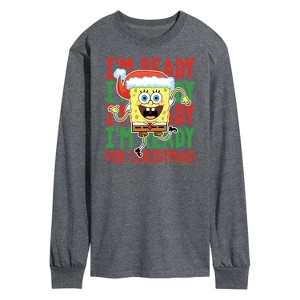 Men's - SpongeBob SquarePants - I'm Ready For Christmas Long Sleeve Graphic T-Shirt - 1 of 4