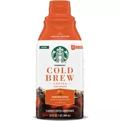 Starbucks Pumpkin Spice Flavored Cold Brew Concentrate, Multi-Serve, Naturally Flavored - 32 fl oz