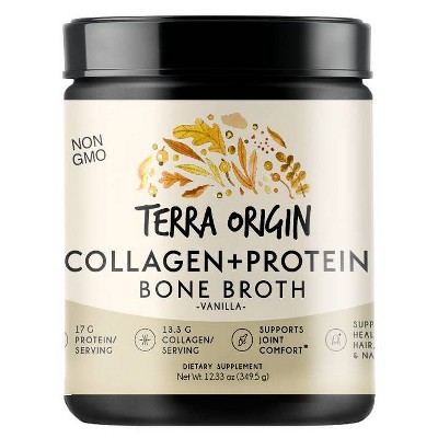 Terra Origin Collagen and Protein Bone Broth Powder Vanilla - 12.33oz