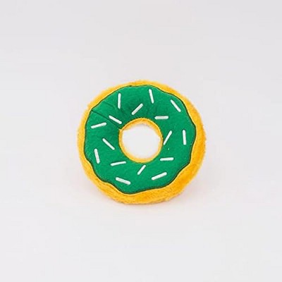 ZippyPaws - Original Donutz - No Stuffing, Squeaky Plush Dog Toy - St. Patrick's Shamrock Green, Original Size