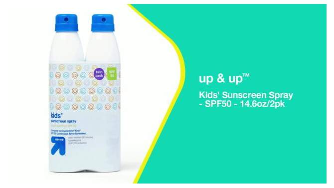 Kids&#39; Sunscreen Spray - SPF50 - 14.6oz/2pk - up &#38; up&#8482;, 2 of 5, play video