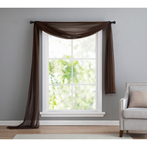 Vcny Home Infinity Sheer Curtain Panel Chocolate Sheer Scarf