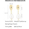 14K Gold Plated Pearl Drop Earrings, Hypoallergenic Cubic Zirconia Bridal Wedding Earrings for Women - 3 of 4