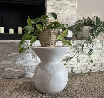 Severna Ceramic Accent Table White Threshold Modern Bell shaped No Assembly Required Target