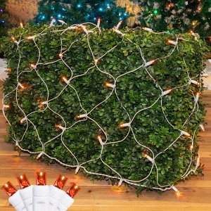 Novelty Lights 100 Light Warm White LED Christmas Net Lights Christmas Decorations Green Wire 4' X 6' - 1 of 4