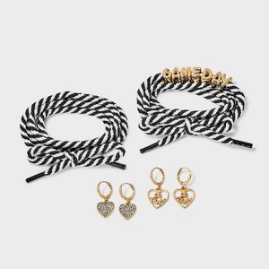 Game Day and Heart Shoelace Charm Accessory Set - Universal Thread™ Gold/Black/White - 1 of 2