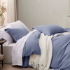 Slate Blue Queen Duvet Cover Set, 3 Pieces, Prewashed Cotton - Like, 90x90 Inch with Zipper, 2 Pillow Shams, No Comforter Included - 4 of 4