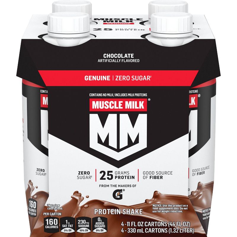 Muscle Milk Genuine Protein Shake - Chocolate - 11 fl oz/4pk, 1 of 7