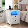 Vlsrka Led Nightstand With Outlet and USB Port,White - 2 of 4