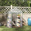 Outsunny 56" x 56" x 77" Walk-in Greenhouse Kit, Portable Green House with 3 Tier Shleves, Roll-Up Door, PE Cover for Backyard Garden, Clear - 3 of 4