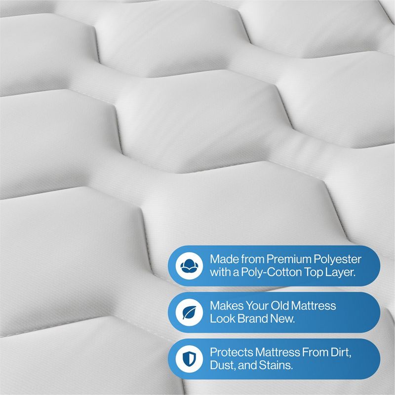 Mattress Pad - Soft and Hypoallergenic  - Thick and Odorless Polyester Filling - 152 Thread Count, 3 of 9